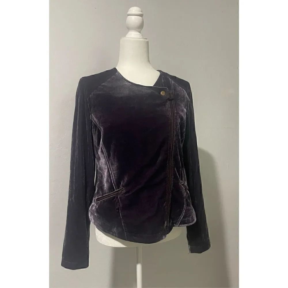 Soft surroundings velvet moto jacket S